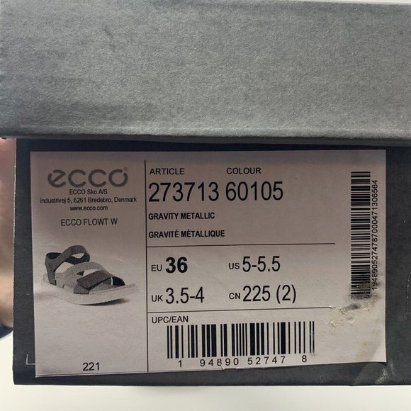 Ecco Flowt 273713 Sandals Women 5-5.5 Gravity Metallic Leather Ankle Strap S0582 - Picture 8 of 9